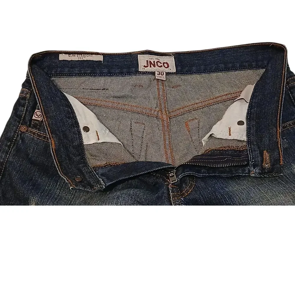 JNCO Jeans Mens 100%‎ Cotton Straight Leg Dark Wash Vintage Denim Size 30x32